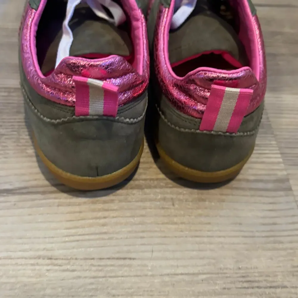 Boden Erin Retro Sneaker Green & Pink - size 38